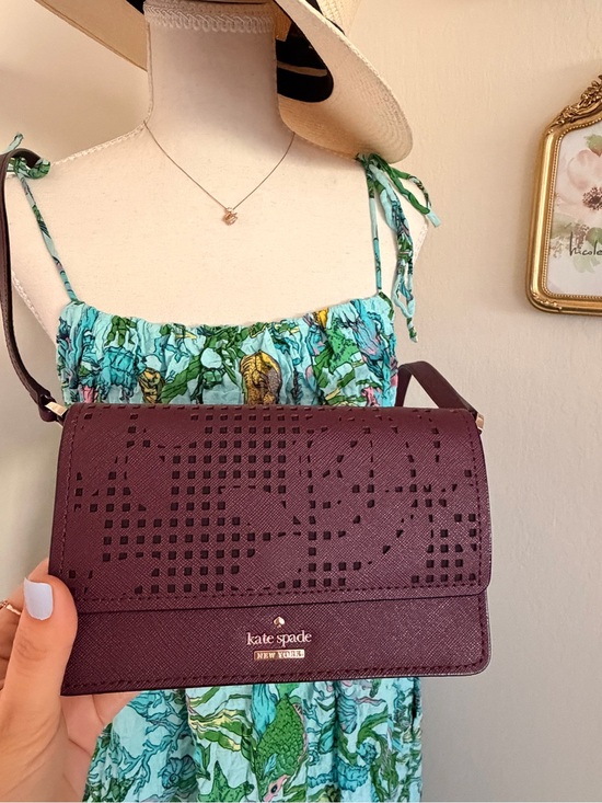 kate spade Handbags - kate spade Plum Laser-Cut Crossbody Bag with Gold Logo